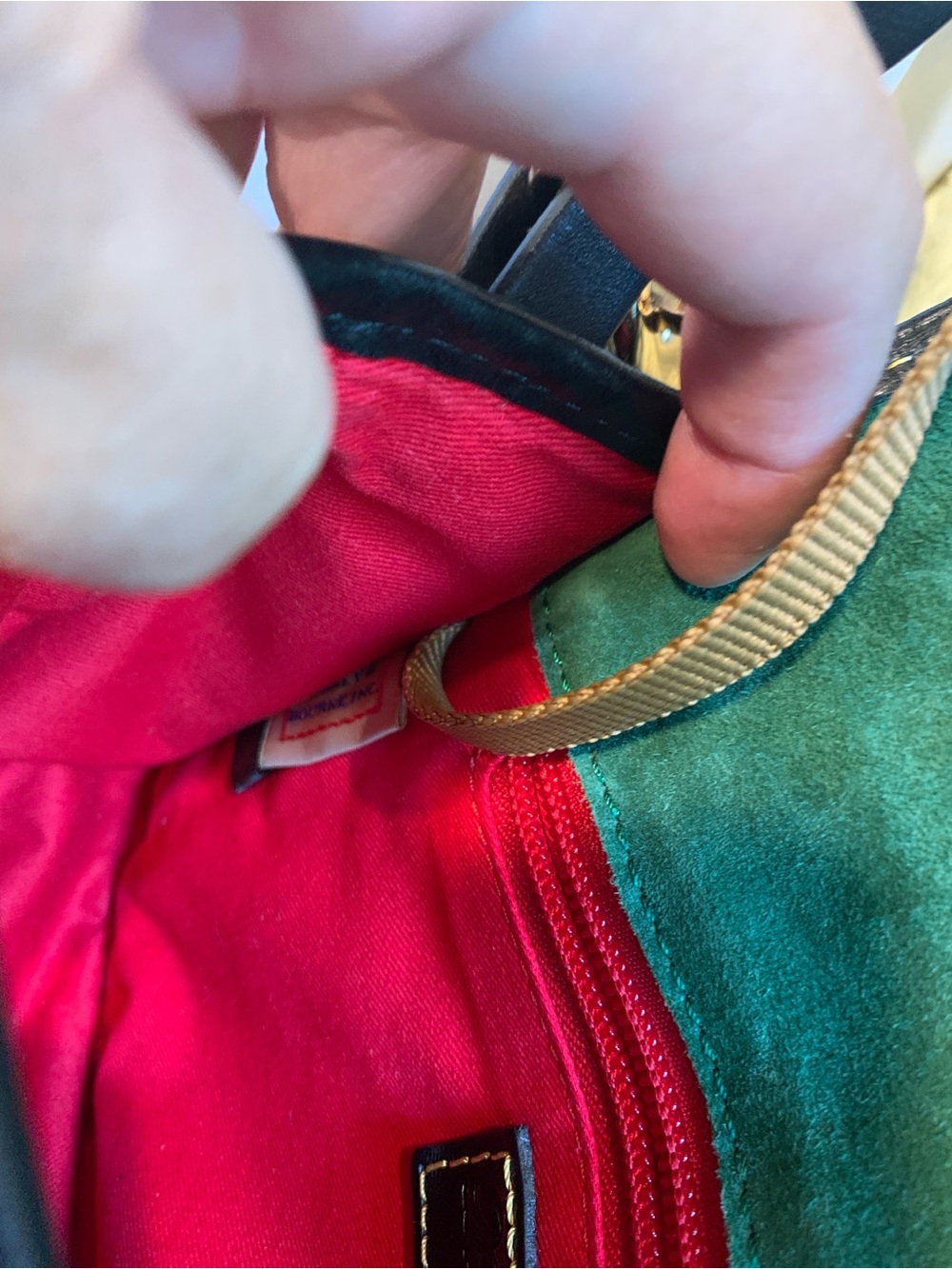 Vintage Dooney & Bourke Brown and Red Leather Saddle Crossbody - Picture 10 of 12